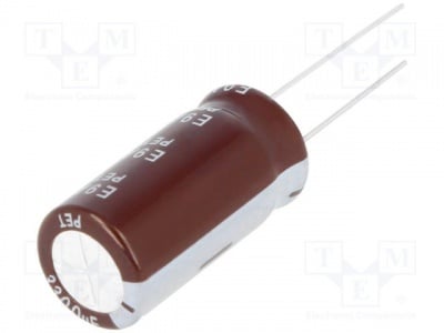Кондензатор RD1C338M12025BB Кондензатор: електролитен; THT; 3300uF; 16V; O12x25mm; Растер:5mm